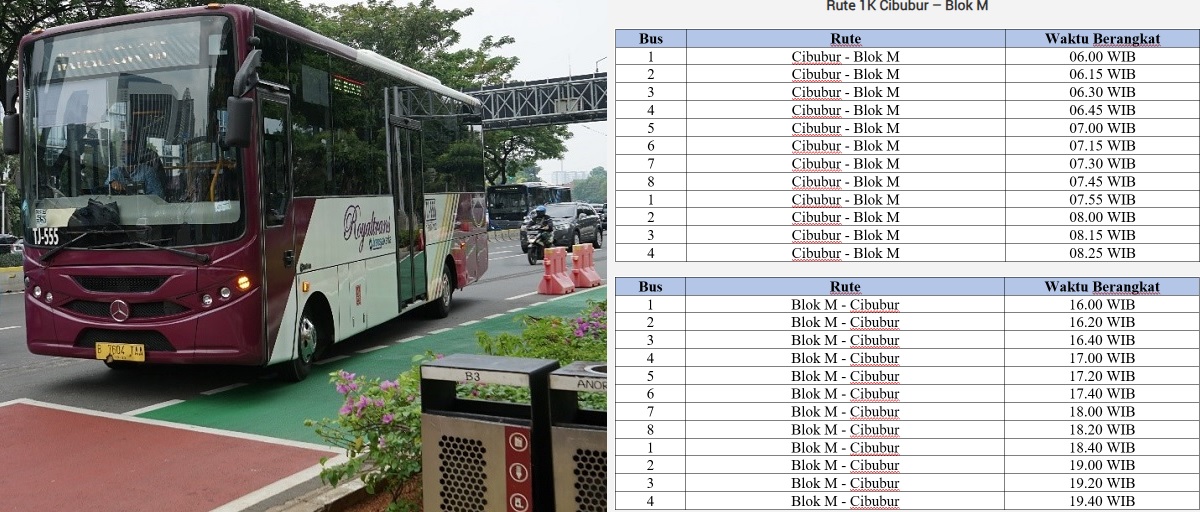 Jadwal Jam Keberangkatan Rute Transjakarta Royaltrans 1K, Cibubur – Blok M