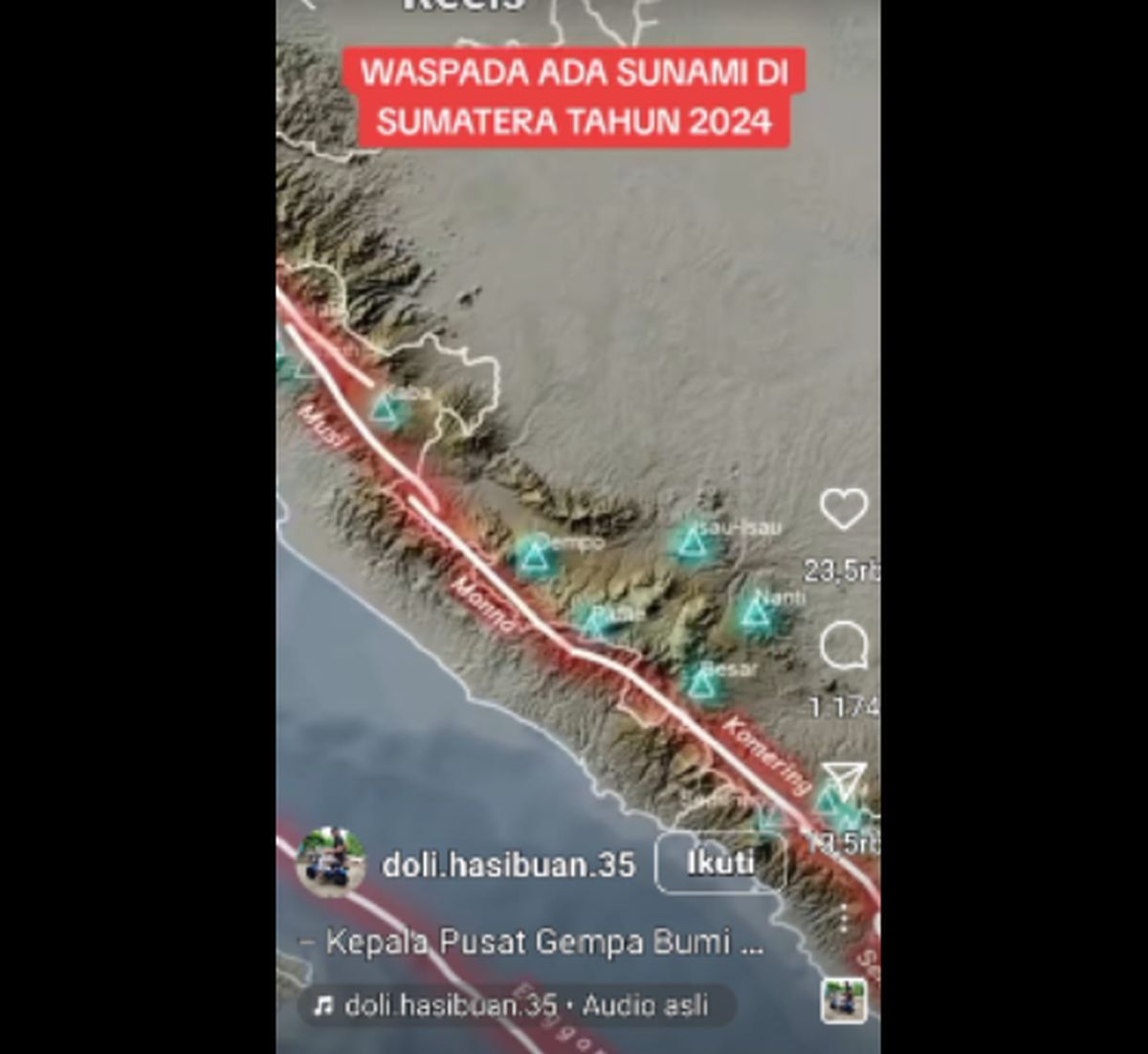Viral Sesar Besar Sumatera Picu Tsunami Tahun 2024, BMKG: Hoaks!