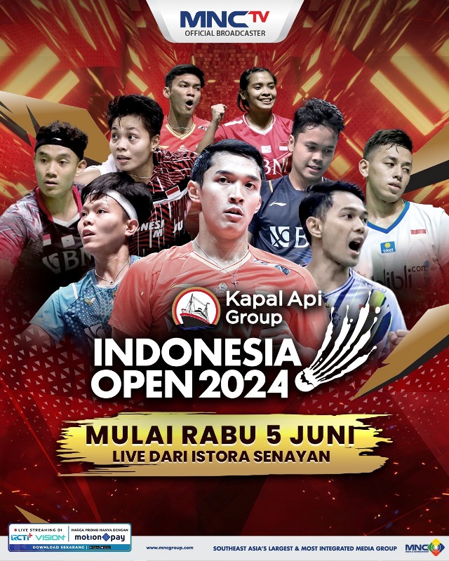 Dukung Perjuangan Atlet Indonesia Menjadi Juara, MNCTV Tayangkan Indonesia Open 2024