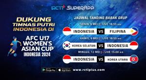 Jadwal Timnas Putri Indonesia di Piala Asia Wanita U-17 2024 di RCTI+