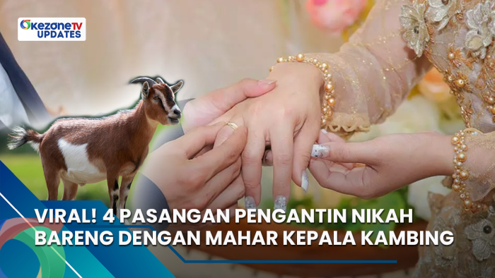 Viral! 4 Pasangan Pengantin Nikah Bareng dengan Mahar Kepala Kambing, Informasi Selengkapnya di Okezone Update