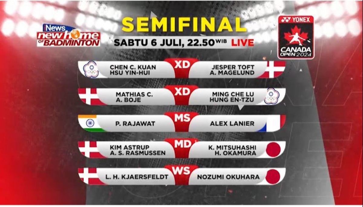 Jadwal Siaran Langsung Semifinal Canada Open 2024: Wakil Denmark Mendominasi, Saksikan Live Eksklusif di iNews Malam Ini!